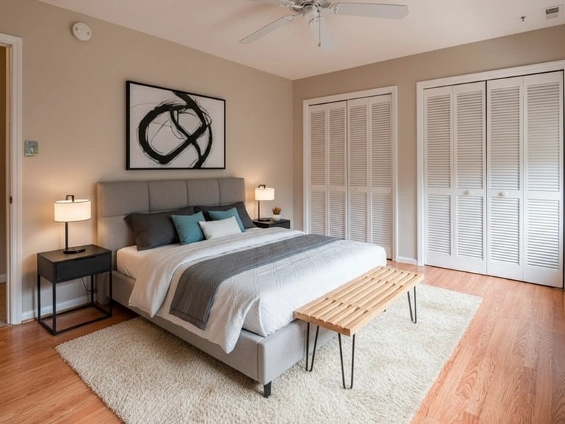 Beautifully staged bedroom after AI transformation